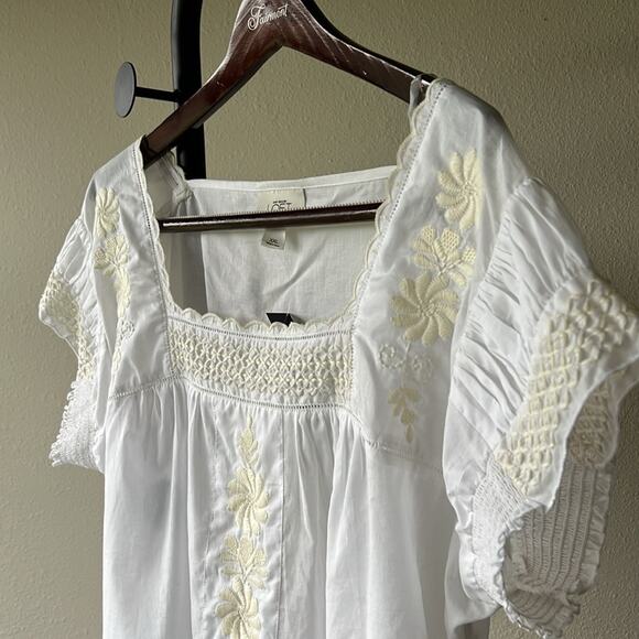 NWT LOFT by Ann Taylor White Embroidered Women's Mexican Peasant Top - size XXL - Picture 5 of 10